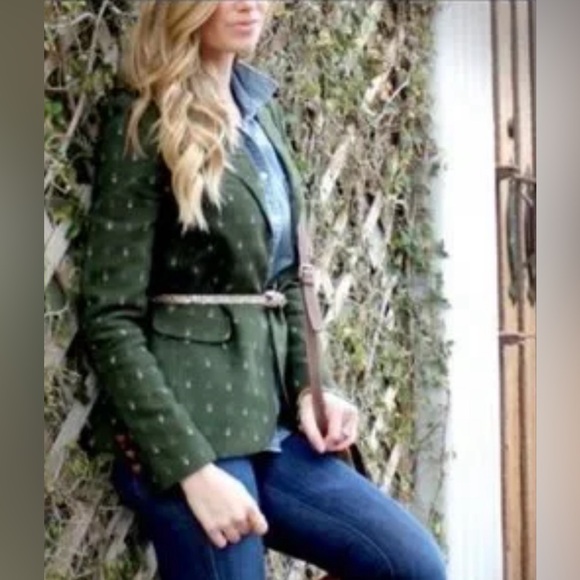 Anthropologie Madchen Wool Blend Forest Green Blazer Jacket Size Small - Picture 16 of 17